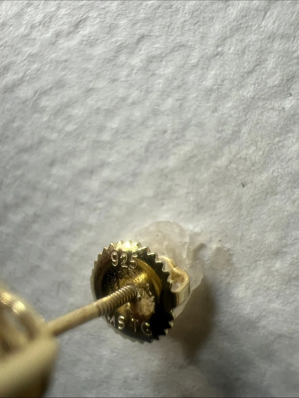 Sterling Silver Clear Stone Stud Earrings in Gold-Tone Setting